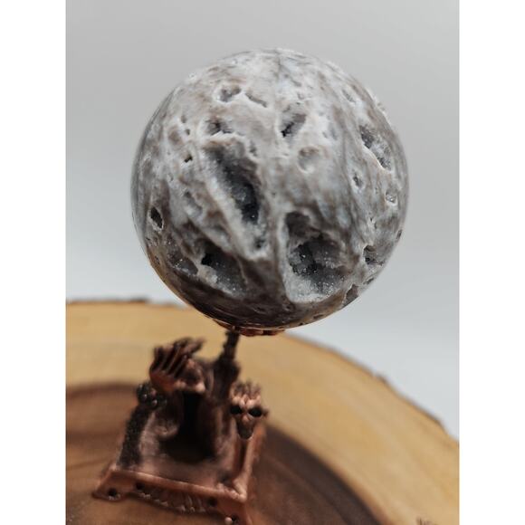 Druzy Ocean Jasper Sphere 62mm With Stand - Picture 5 of 10